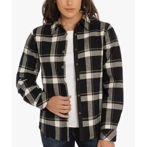 ORVIS Womens Fleeced Lined Button Up Plaid Black Flannel Pinnacle Shirt Jacket S